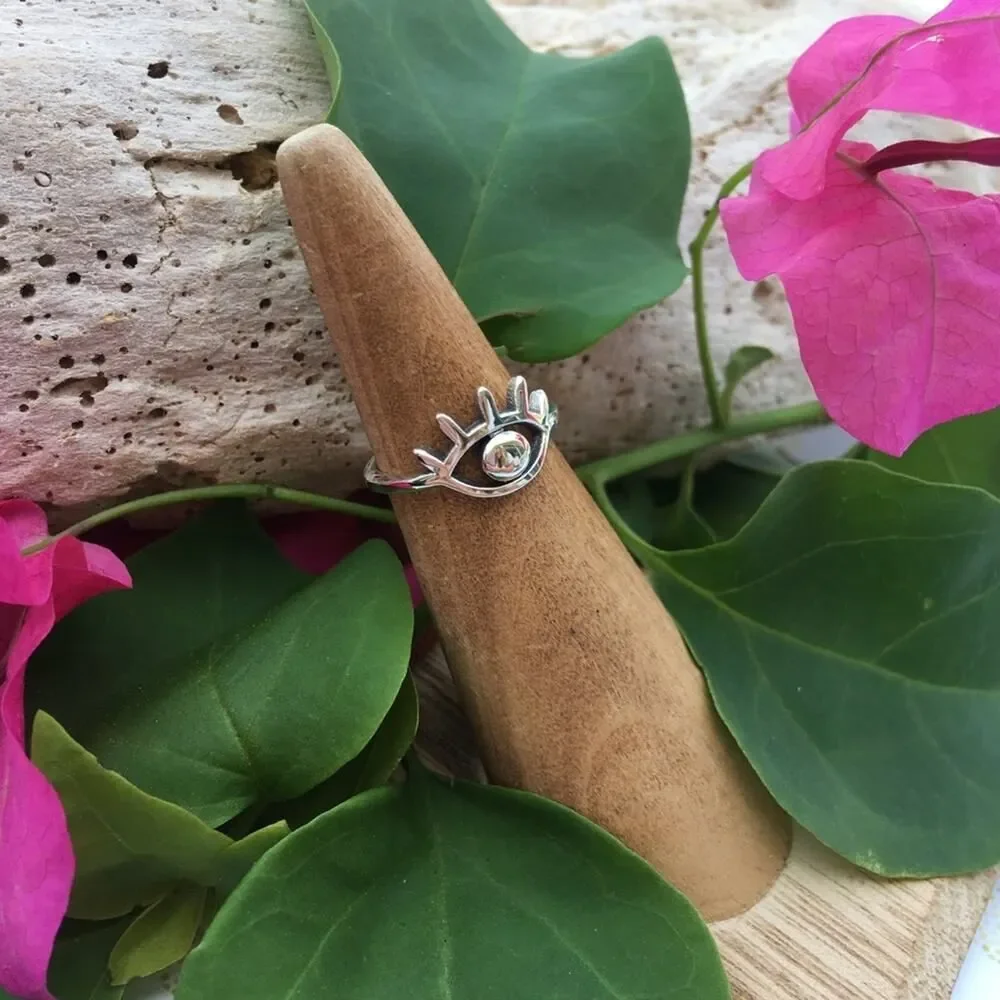 Evil Eye Sterling Silver Toe Ring Midi Ring